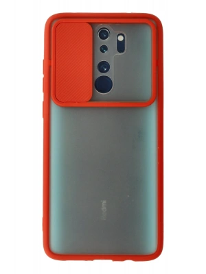 Newface Xiaomi Redmi Note 8 Pro Kılıf Palm Buzlu Kamera Sürgülü Silikon - Kırmızı