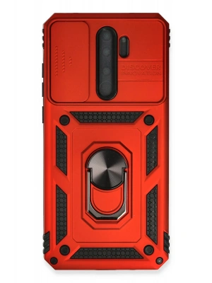 Newface Xiaomi Redmi Note 8 Pro Kılıf Pars Lens Yüzüklü Silikon - Kırmızı