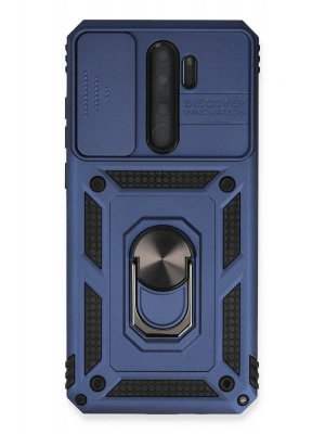 Newface Xiaomi Redmi Note 8 Pro Kılıf Pars Lens Yüzüklü Silikon - Lacivert