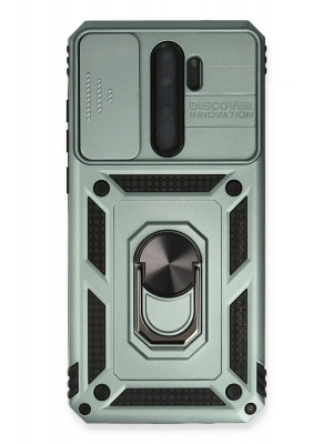 Newface Xiaomi Redmi Note 8 Pro Kılıf Pars Lens Yüzüklü Silikon - Yeşil