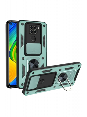 Newface Xiaomi Redmi Note 9 4G Kılıf Pars Lens Yüzüklü Silikon - Yeşil