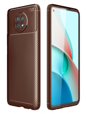 Newface Xiaomi Redmi Note 9 5G Kılıf Auto Focus Karbon Kapak - Kahverengi