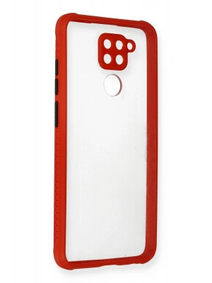 Newface Xiaomi Redmi Note 9 Kılıf Miami Şeffaf Silikon - Kırmızı
