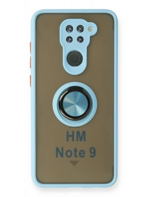 Newface Xiaomi Redmi Note 9 Kılıf Montreal Yüzüklü Silikon Kapak - Buz Mavi