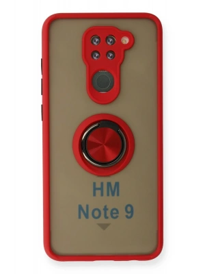 Newface Xiaomi Redmi Note 9 Kılıf Montreal Yüzüklü Silikon Kapak - Kırmızı