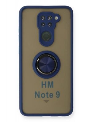 Newface Xiaomi Redmi Note 9 Kılıf Montreal Yüzüklü Silikon Kapak - Lacivert