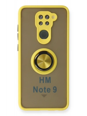 Newface Xiaomi Redmi Note 9 Kılıf Montreal Yüzüklü Silikon Kapak - Sarı