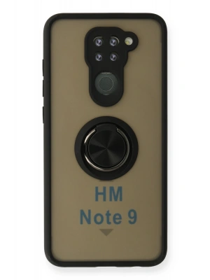 Newface Xiaomi Redmi Note 9 Kılıf Montreal Yüzüklü Silikon Kapak - Siyah