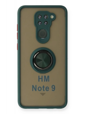 Newface Xiaomi Redmi Note 9 Kılıf Montreal Yüzüklü Silikon Kapak - Yeşil