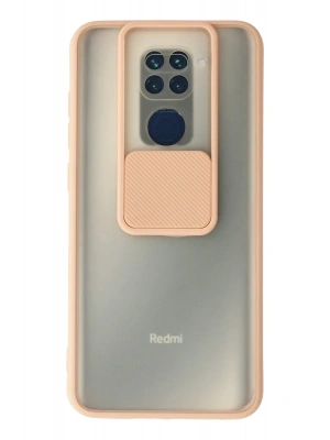 Newface Xiaomi Redmi Note 9 Kılıf Palm Buzlu Kamera Sürgülü Silikon - Pembe