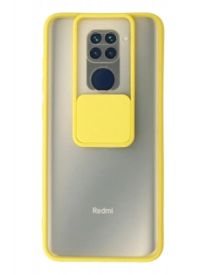 Newface Xiaomi Redmi Note 9 Kılıf Palm Buzlu Kamera Sürgülü Silikon - Sarı
