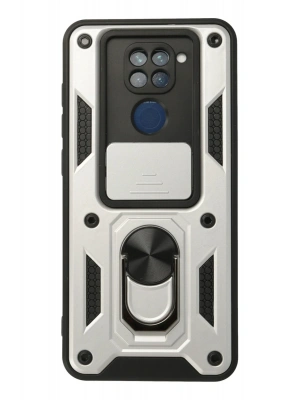 Newface Xiaomi Redmi Note 9 Kılıf Pars Lens Yüzüklü Silikon - Gümüş