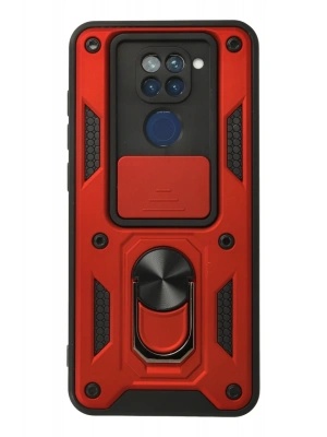 Newface Xiaomi Redmi Note 9 Kılıf Pars Lens Yüzüklü Silikon - Kırmızı