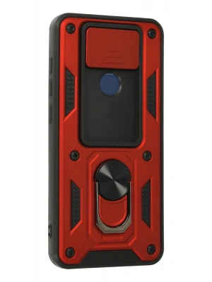 Newface Xiaomi Redmi Note 9 Kılıf Pars Lens Yüzüklü Silikon - Kırmızı