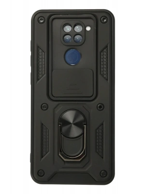 Newface Xiaomi Redmi Note 9 Kılıf Pars Lens Yüzüklü Silikon - Siyah