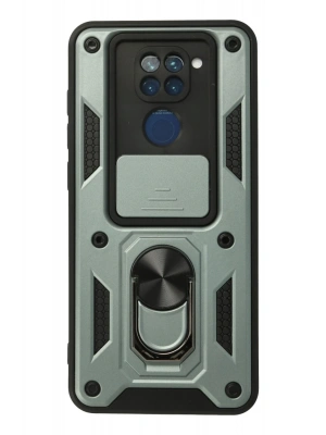 Newface Xiaomi Redmi Note 9 Kılıf Pars Lens Yüzüklü Silikon - Yeşil