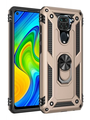 Newface Xiaomi Redmi Note 9 Kılıf Sofya Yüzüklü Silikon Kapak - Gold