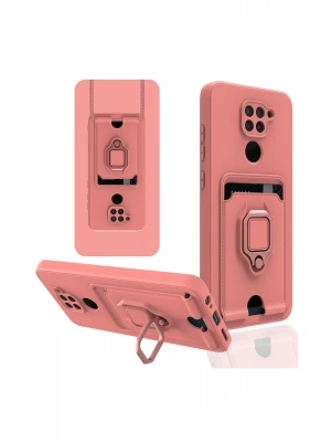 Newface Xiaomi Redmi Note 9 Kılıf Zuma Kartvizitli Yüzüklü Silikon - Pembe