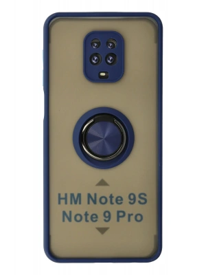 Newface Xiaomi Redmi Note 9 Pro Kılıf Montreal Yüzüklü Silikon Kapak - Lacivert