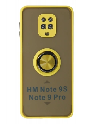 Newface Xiaomi Redmi Note 9 Pro Kılıf Montreal Yüzüklü Silikon Kapak - Sarı