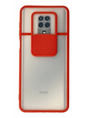 Newface Xiaomi Redmi Note 9 Pro Kılıf Palm Buzlu Kamera Sürgülü Silikon - Kırmızı