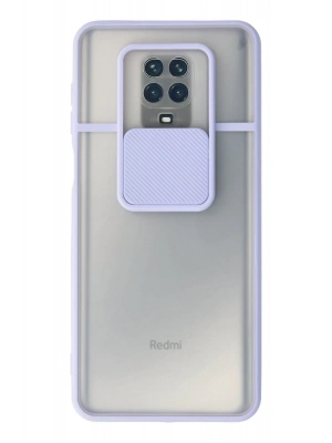 Newface Xiaomi Redmi Note 9 Pro Kılıf Palm Buzlu Kamera Sürgülü Silikon - Lila