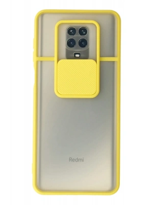 Newface Xiaomi Redmi Note 9 Pro Kılıf Palm Buzlu Kamera Sürgülü Silikon - Sarı