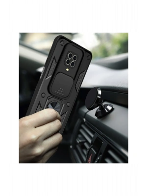 Newface Xiaomi Redmi Note 9 Pro Kılıf Pars Lens Yüzüklü Silikon - Lacivert