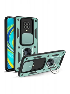 Newface Xiaomi Redmi Note 9 Pro Kılıf Pars Lens Yüzüklü Silikon - Yeşil