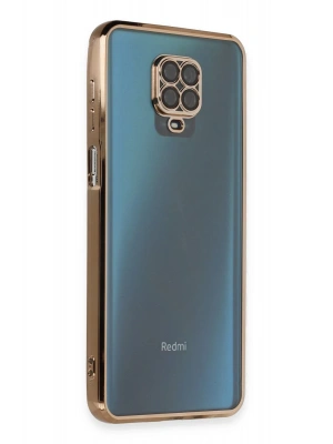 Newface Xiaomi Redmi Note 9 Pro Kılıf Razer Lensli Silikon - Gold