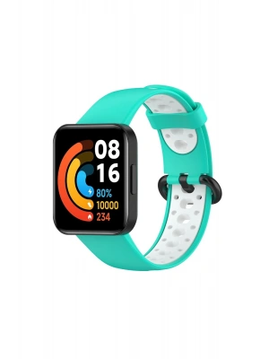 Newface Xiaomi Redmi Watch 2 Spor Delikli Kordon - Turkuaz-Beyaz