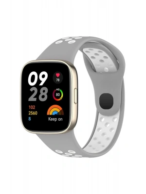 Newface Xiaomi Redmi Watch 3 Spor Delikli Kordon - Gri-Beyaz
