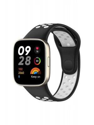 Newface Xiaomi Redmi Watch 3 Spor Delikli Kordon - Siyah-Beyaz