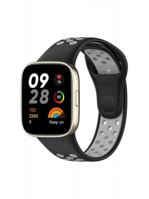 Newface Xiaomi Redmi Watch 3 Spor Delikli Kordon - Siyah-Gri