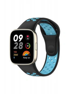 Newface Xiaomi Redmi Watch 3 Spor Delikli Kordon - Siyah-Mavi