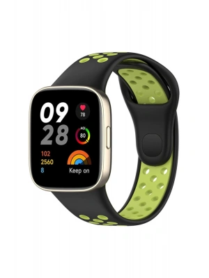 Newface Xiaomi Redmi Watch 3 Spor Delikli Kordon - Siyah-Yeşil