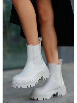 Ninle Bej Cilt Topuklu Bot