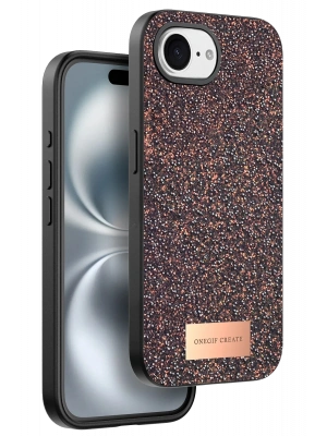 Onegif Apple iPhone 16E Bright Simli Kapak - Derin Mor