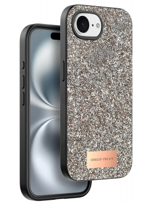 Onegif Apple iPhone 16E Bright Simli Kapak - Gold