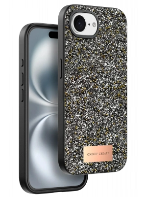 Onegif Apple iPhone 16E Bright Simli Kapak - Gümüş