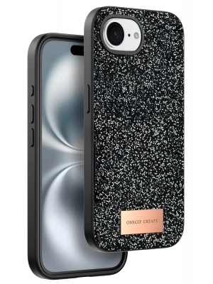 Onegif Apple iPhone 16E Bright Simli Kapak - Siyah