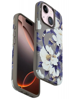 Onegif iPhone 14 Flower Series Magsafe Kapak - Gri