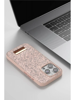 Onegif iPhone 14 Pro Bright Simli Kapak - Gümüş