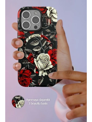 Onegif iPhone 14 Pro Flower Series Magsafe Kapak - Siyah