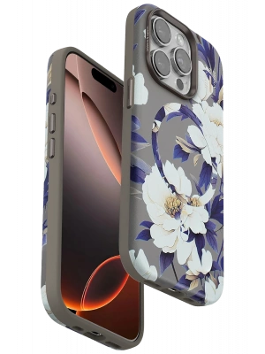 Onegif iPhone 14 Pro Max Flower Series Magsafe Kapak - Gri