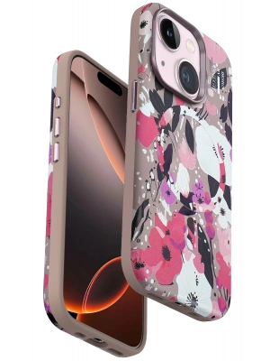 Onegif iPhone 15 Plus Flower Series Magsafe Kapak - Pembe