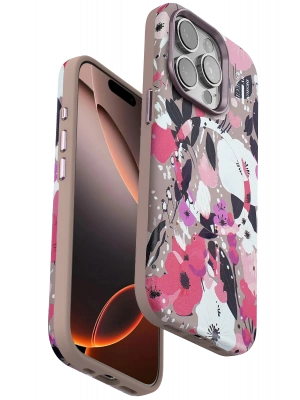 Onegif iPhone 15 Pro Flower Series Magsafe Kapak - Pembe
