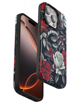 Onegif iPhone 15 Pro Max Flower Series Magsafe Kapak - Siyah