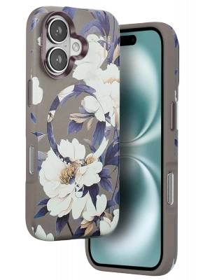 Onegif iPhone 16 Flower Series Magsafe Kapak - Gri