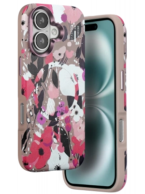 Onegif iPhone 16 Flower Series Magsafe Kapak - Pembe